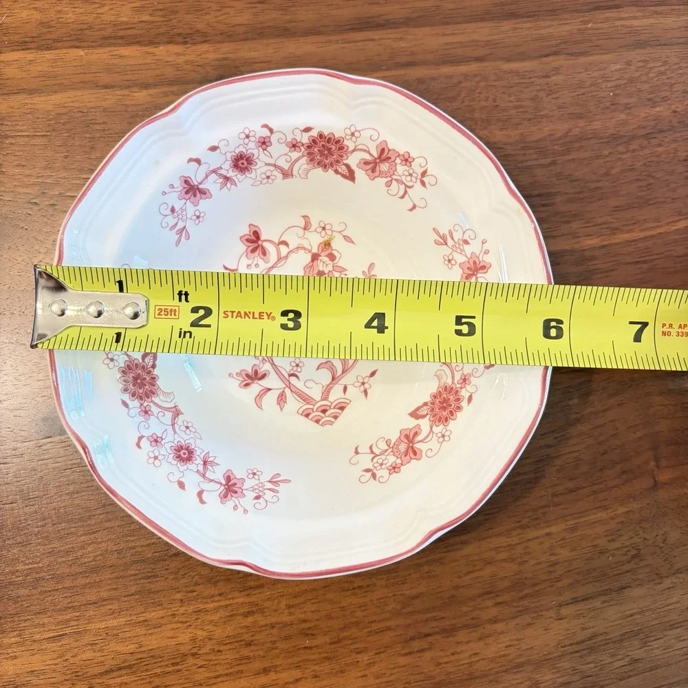 Korea Cereal Bowl Pink Floral Scalloped Edge 7 1/4